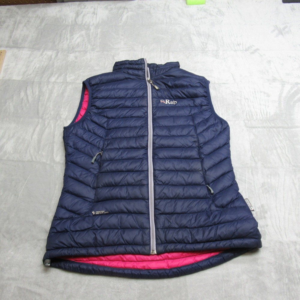 Rab Microlight Vest Women Small Blue Insulated Packable Light Quilt Puffer WARM